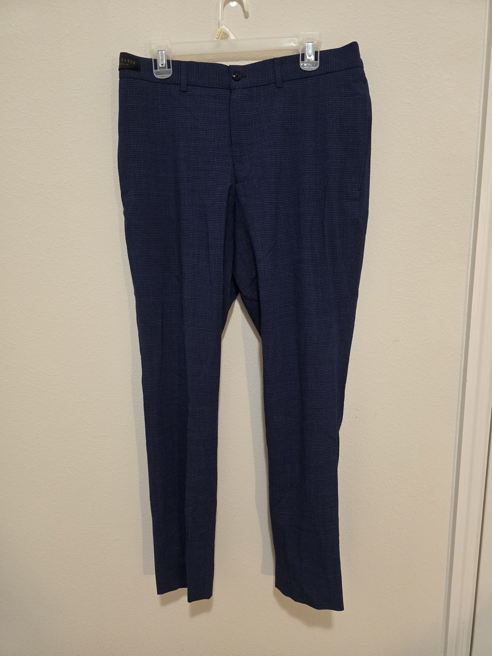 Ted Baker London Dark Navy Micro-Check Dress Pants